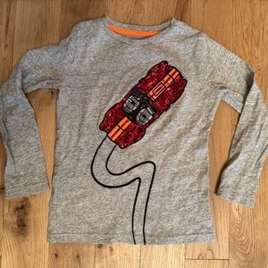 Mini Boden sequin red car long sleeve tee